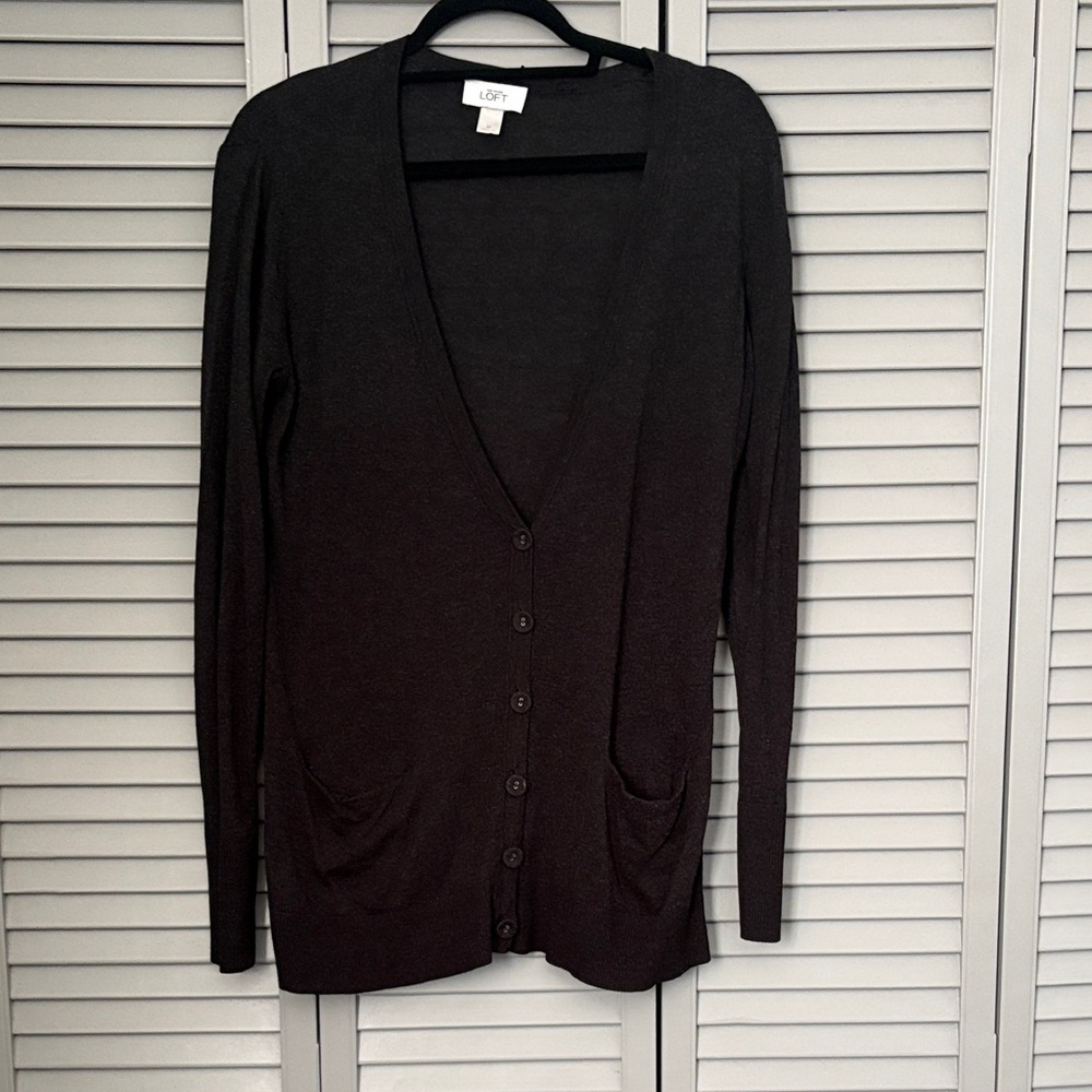 LOFT Women's Dark Gray Cardigan Sweater